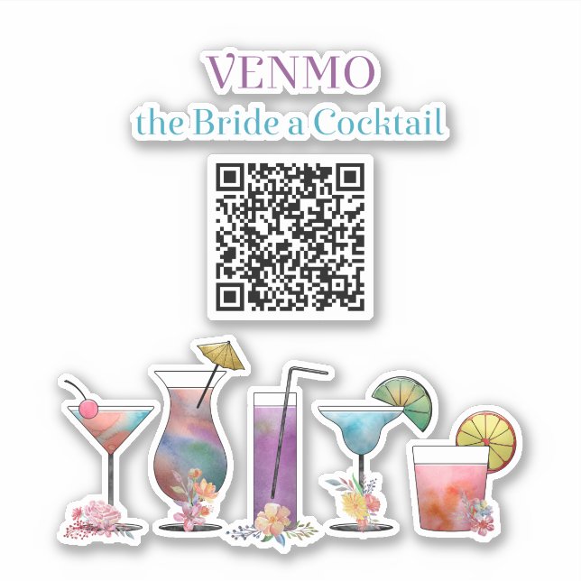 Sticker VENMO la mariée un cocktail Coupe personnalisée (Devant)