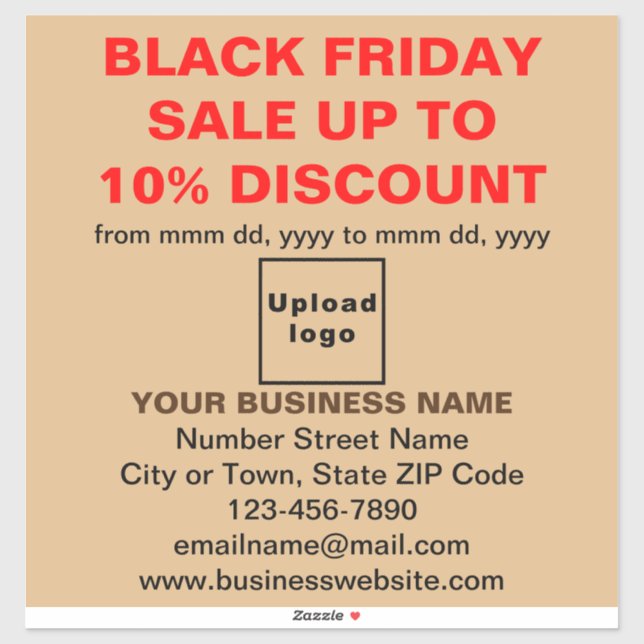 Sticker Vente du Black Friday Entreprise sur Brun Clair (Feuille)