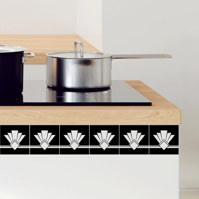 Sticker Ventilateur blanc Art déco Pell noir et carreaux (Créateur téléchargé)