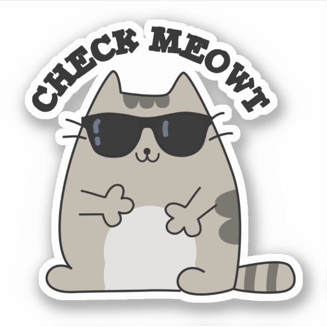Sticker Vérifier Meowt Funny Cool chat Pun (Devant)