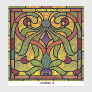 Sticker Verre coloré victorien en vert et or