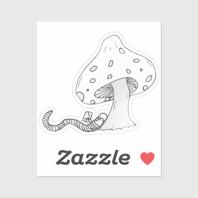 Sticker Vers de livre sous un champignon (Feuille)