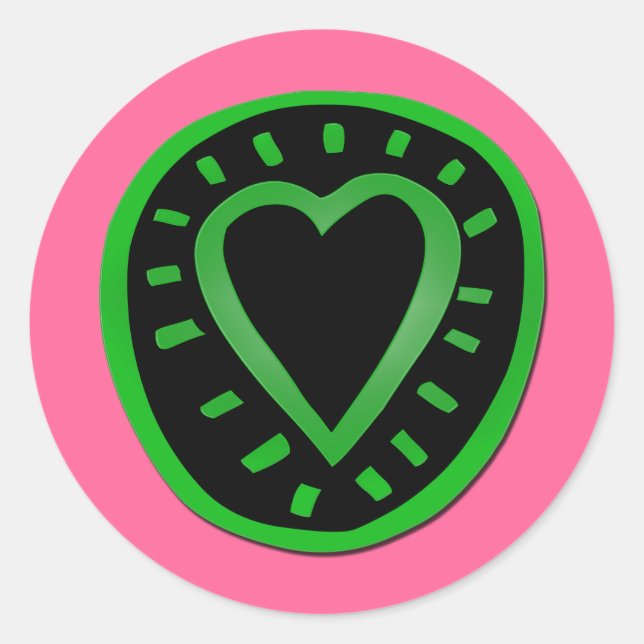 Sticker vert Coeur noir rose Saint-Valentin (Devant)