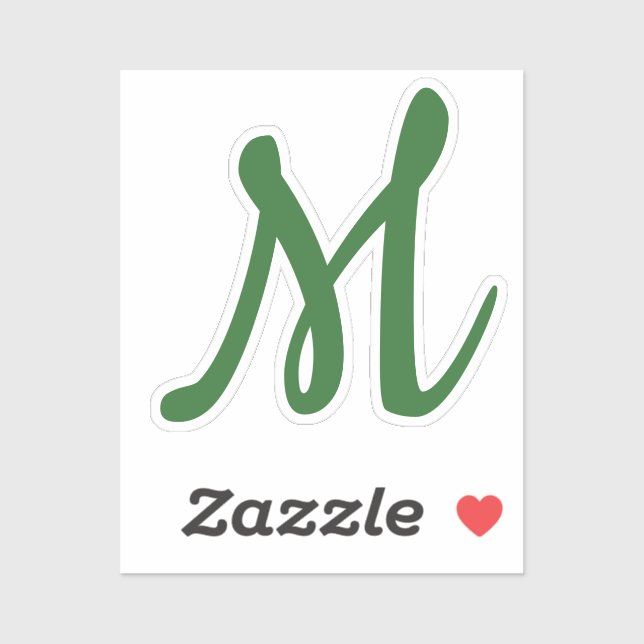 Sticker Vert foncé uni élégant moderne monogramme propre n (Feuille)