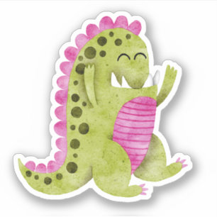 Sticker Vert mignon + Monstre rose avec des doigts amusant