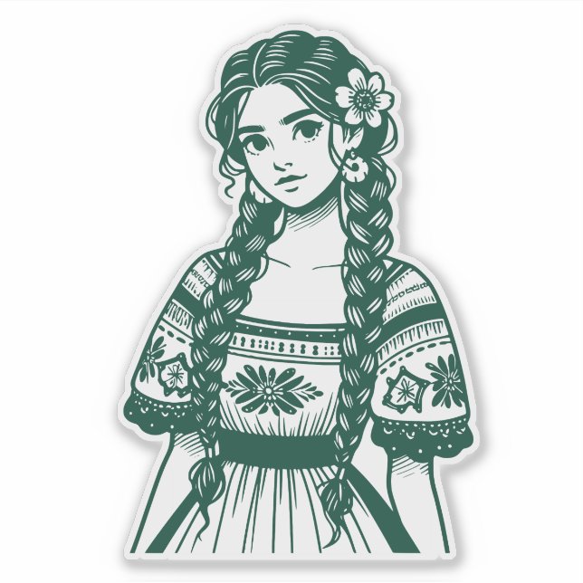 Sticker Vert Mujer Mexicana (Devant)