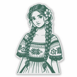 Sticker Vert Mujer Mexicana