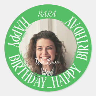Sticker vert pour anniversaire entièrement personn