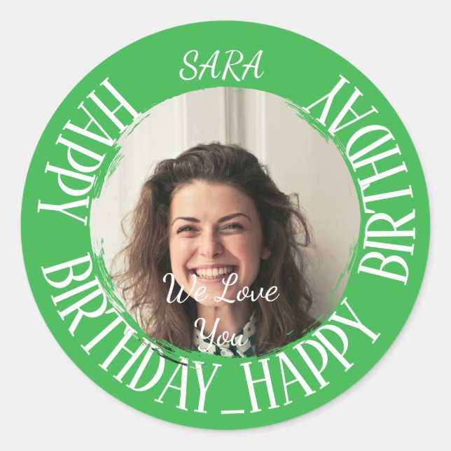 Sticker vert pour anniversaire entièrement personn (Devant)
