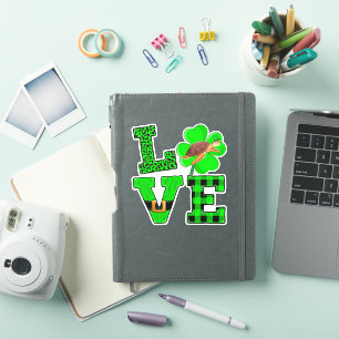 Sticker Vert Shamrock Carreaux Amour Tortue De Mer St Patr