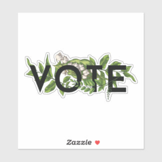 Sticker Vert vintage Floral Élégant Feminine Go Vote