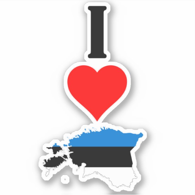 Sticker Vertical I Love Estonie Estonien Carte et Drapeau (Devant)