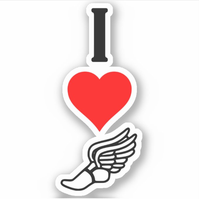 Sticker Vertical I Love Track et Champ I Heart Running (Devant)