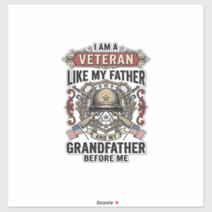 Sticker Vétéran comme mon père grand-père avant moi Desig