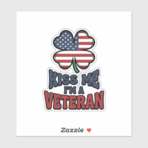 Sticker Vétéran Kiss Me Trèfle Patriotique Vintage Chemise