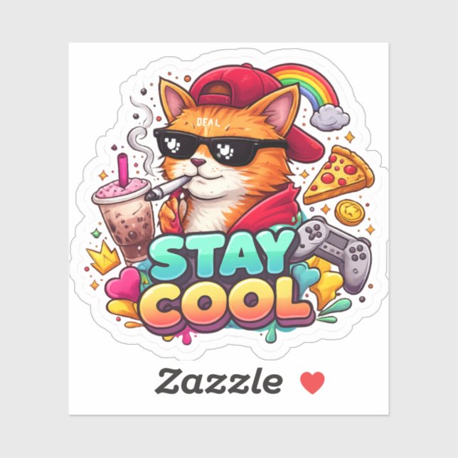 Sticker Vibes Cool – Mode Streetwear Chat Relax (Feuille)