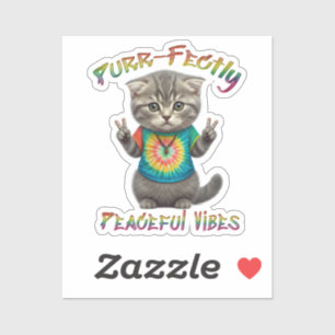Sticker Vibes de chaton bohème hippie paisible