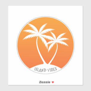 Sticker Vibes de l'île - Palmiers et logo du soleil