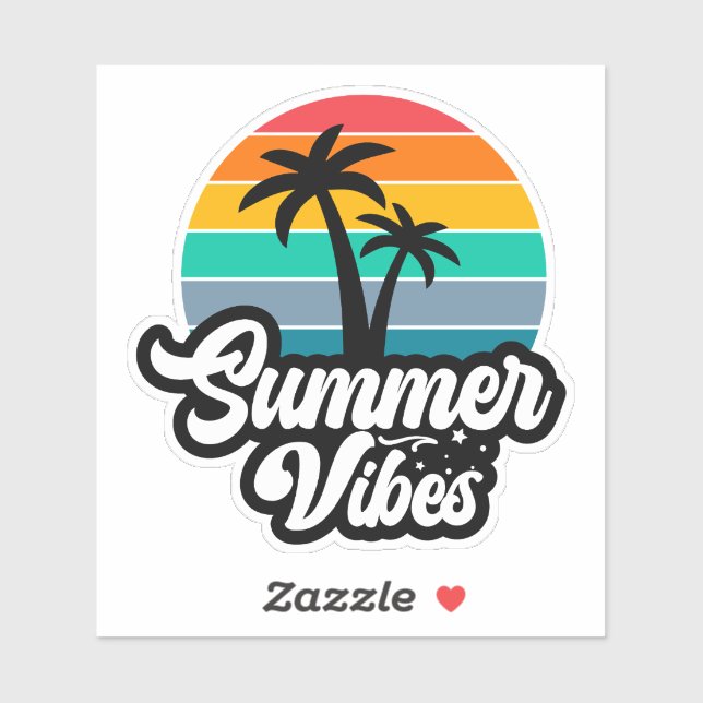 Sticker Vibes d'été avec design de palmiers (Feuille)