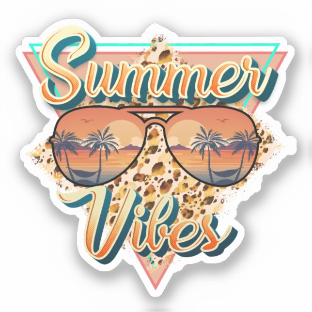 Sticker Vibes d'été | Lunettes de soleil vintages | Sunset (Recto)