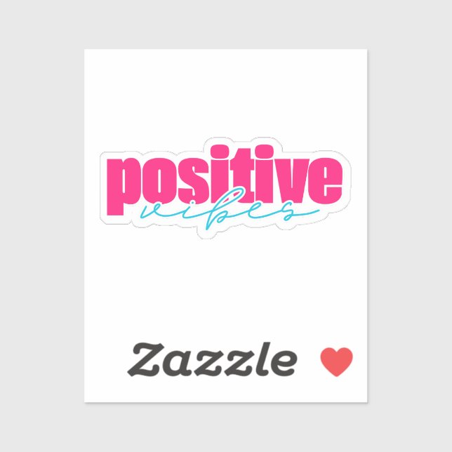 Sticker Vibes positives | Rose chaud et Turquoise (Feuille)