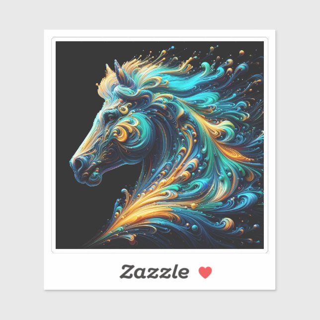 Sticker Vibrant Abstract Horse Head Design (Feuille)