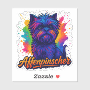 Sticker Vibrant Affenpinscher Pop Art Portrait - Coloré