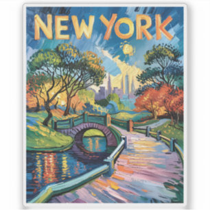 Sticker Vibrant Central Park New York USA dans le style Va