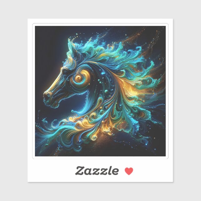 Sticker Vibrant Horse Head With Motion Effects (Feuille)