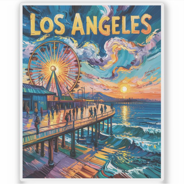 Sticker Vibrant Los Angeles Jetée Coucher de soleil Van Go (Devant)