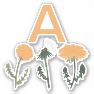 Sticker Vibrant Orange Turquoise Dandelion en fleurs Impre