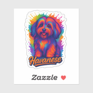 Sticker Vibrant Pop Art Chien Havanais – Art de Rue Coloré