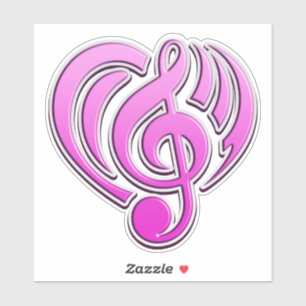 Sticker Vibrations Amour musical Coeur rose Note DJ