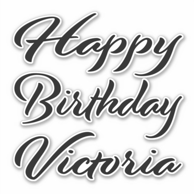 Sticker Victoria Prénom Anniversaire de la Broderie noire (Devant)
