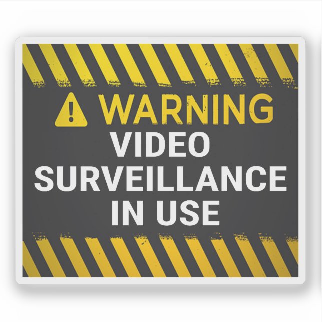 Sticker Vidéo Surveillance En Service Avertissement (Devant)