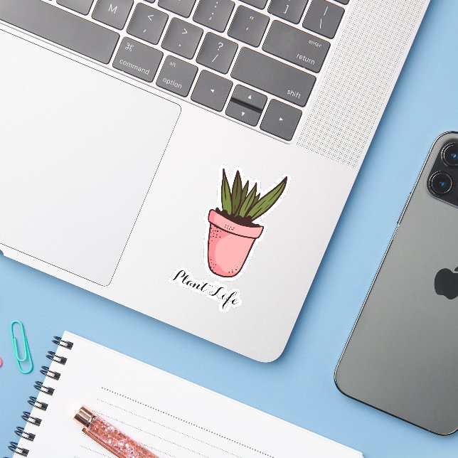 Sticker Vie Plante personnalisée Pots Succulents Verdure (Ordinateur portable avec iPhone)