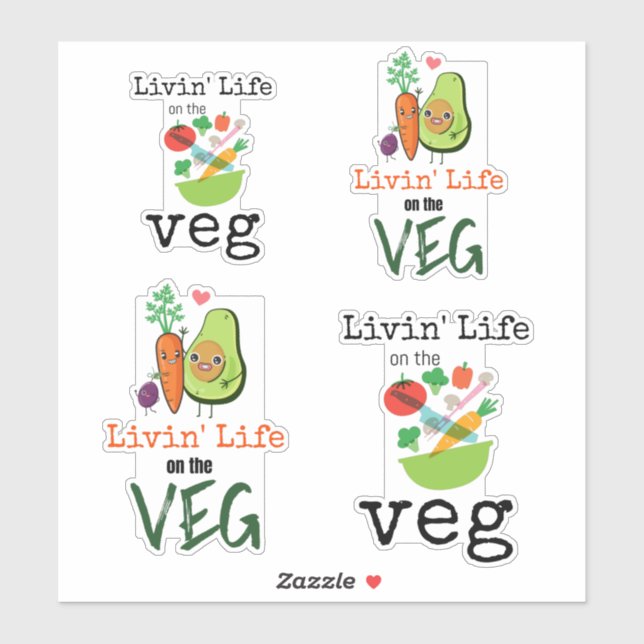 Sticker Vie sur l'Humour végétal de Veg Fun Vegan (Feuille)
