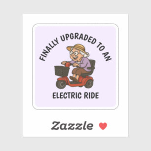 Sticker Vieille femme sur Scooter