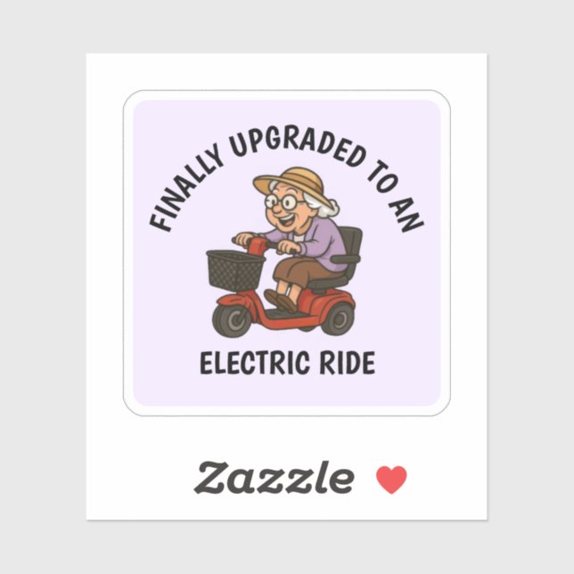 Sticker Vieille femme sur Scooter (Feuille)