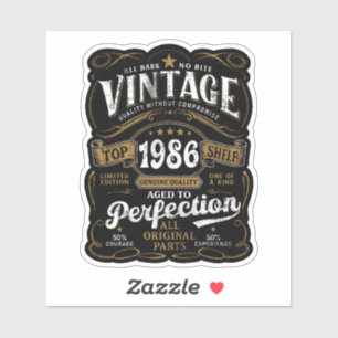 Sticker Vieilli à la Perfection Vintage 1986 Anniversaire