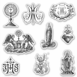 Sticker Vierge catholique traditionnelle Marie Anges Saint