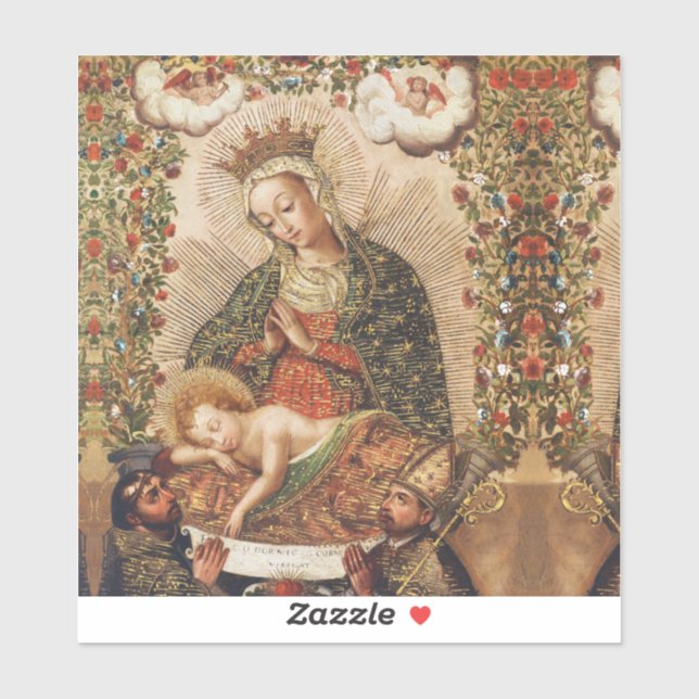 Sticker Vierge de l'école de Cuzco adorando l'enfant Jésus (Feuille)