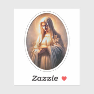 Sticker Vierge Marie et Roses Vinyle