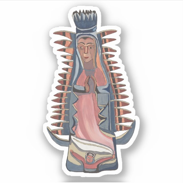 Sticker Vierge Marie Notre Dame de Guadalupe peinture (Devant)