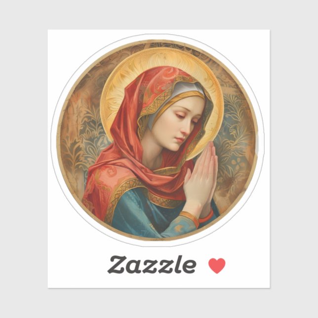 Sticker Vierge Marie priant en vinyle (Feuille)