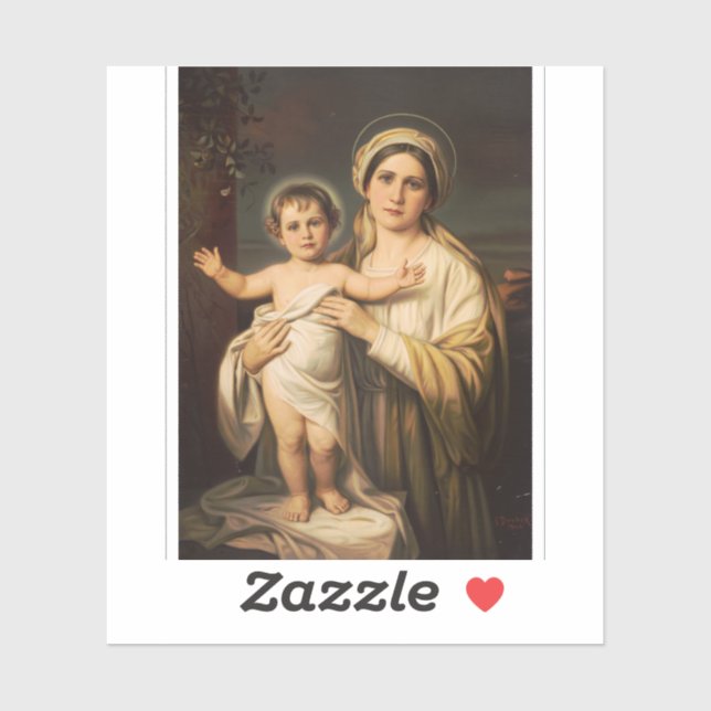 Sticker Vierge Marie tenant le bébé Jésus (Feuille)