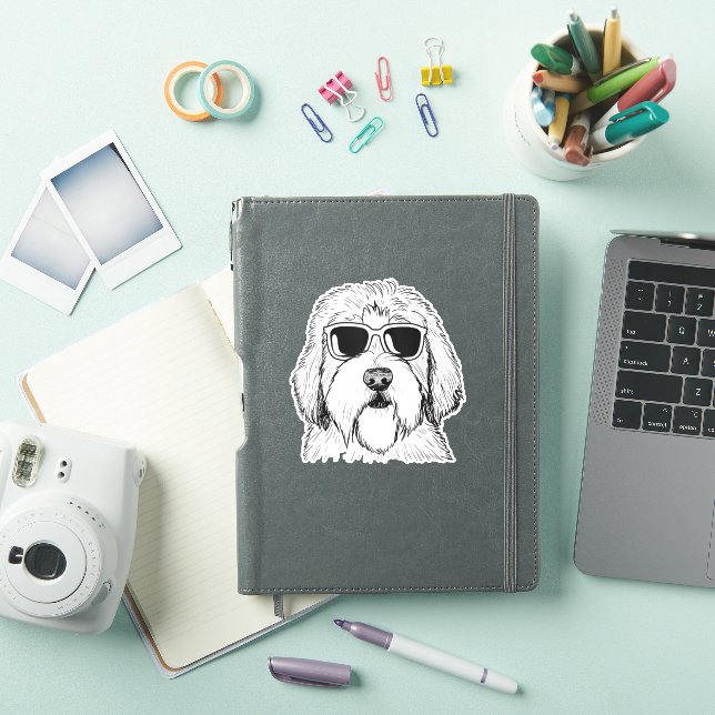 Sticker Vieux anglais Sheepdog Dessin Amoureux des chiens  (Couverture iPad)