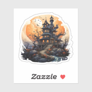 Sticker Vieux Halloween Maison Éffrayante Hantée