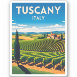 Sticker Vignoble de Toscane Vintage voyage rétro Italie