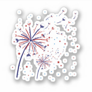 Sticker Vin Dandelion 4 juillet Fleur mignonne American Pa